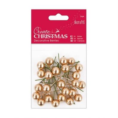 Docrafts Create Christmas Decorative Berries - Gold