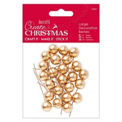 Docrafts Create Christmas Large Decorative Berries - Gold