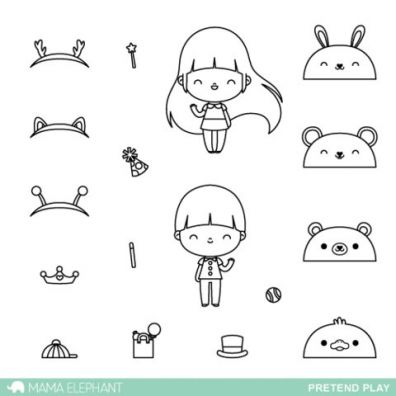 Mama Elephant Clear Stamps - Pretend Play