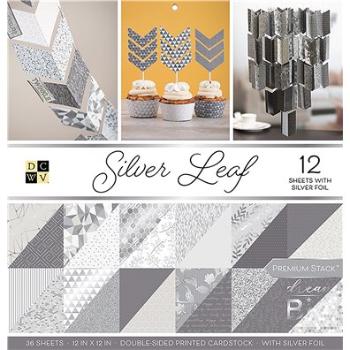 Silver Leaf DCWV Double sided 12x12 Cardstock Stack