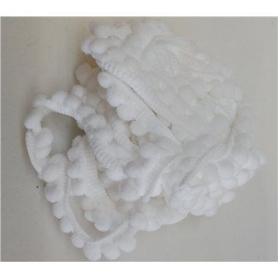 Pom Pom Bånd 15mm - 2 yards - Hvid