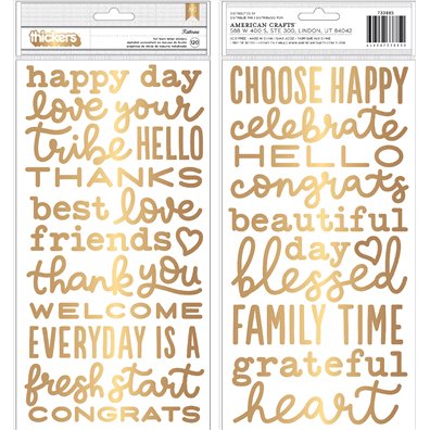 Thickers - Kathrine Gold Foil Foam Phrase Stickers