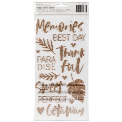 Thickers - Chill Gold Glitter Foam Phrase and Icon Stickers