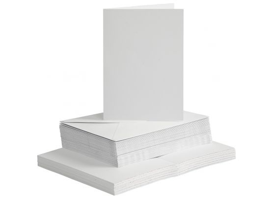 Kort & Kuverter A6 50 sæt - Hvid