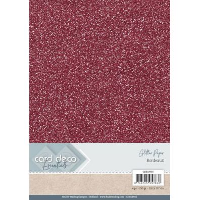 Card Deco Essentials - A4 Glitter Paper - Bordeaux