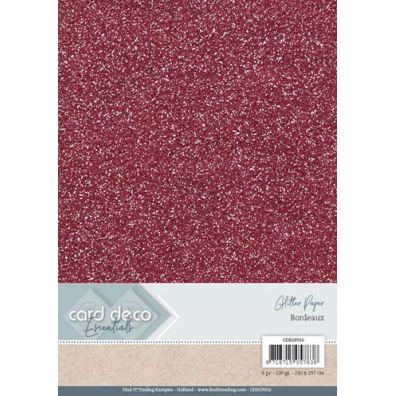Card Deco Essentials - A4 Glitter Paper - Bordeaux