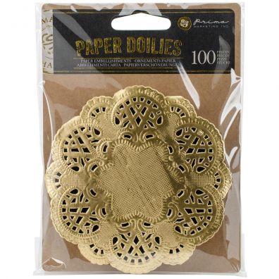 Prima Marketing - Paper Doilies - Round Gold - 100 stk.