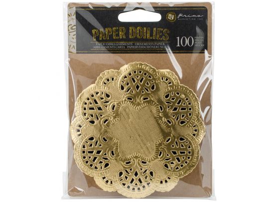 Prima Marketing - Paper Doilies - Round Gold - 100 stk.