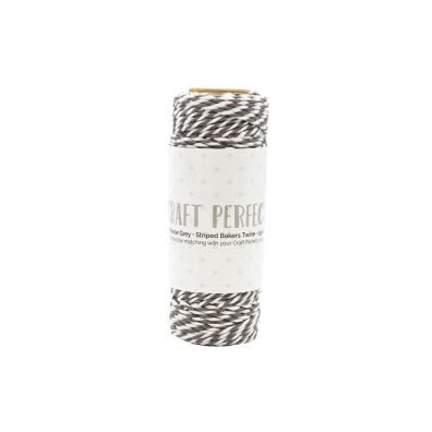 Craft Perfect - Pewter Grey - Striped Bakers Twine - 25 m.