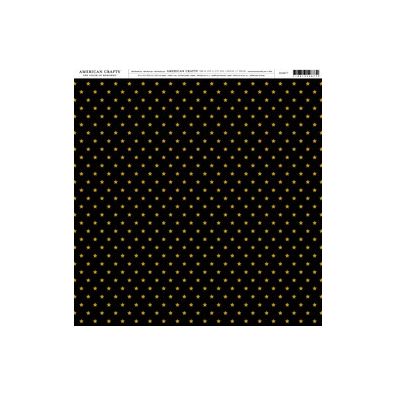 Add on Januar - EKSTRA American Crafts - Sort karton med Guld Stjerner 12x12 mønsterpapir