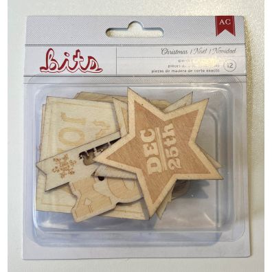 American Crafts - Christmas Words die-cut wood pieces