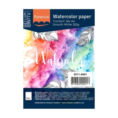 Florence Watercolor Paper A6 36 stk. - Smooth White 200g