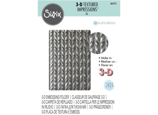 Sizzix 3D Textured Impressions A6 - Linear Leaves by Kath Breen