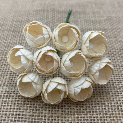 Add on September - 50 Cream Mulberry Paper Buttercups 25 mm