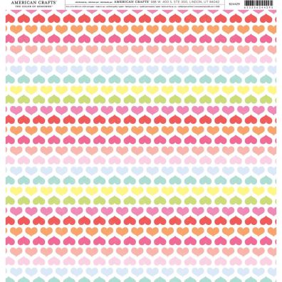 American Crafts - The Color of Memories - Rainbow Heart Lines 12x12 mønsterpapir