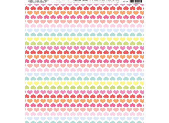 American Crafts - The Color of Memories - Rainbow Heart Lines 12x12 mønsterpapir