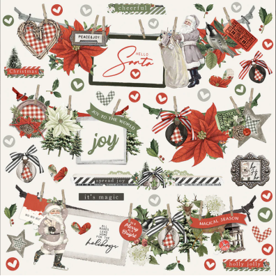 Simple Vintage Rustic Christmas - Banner Stickers 12x12 Sticker Sheet fra Simple Stories