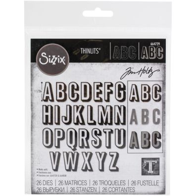 Sizzix Thinlits - Alphanumeric Shadow Upper by Tim Holtz