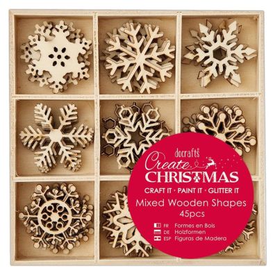 Docrafts Create Christmas Mixed Wooden Shapes - Snowflakes