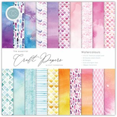 Craft Consortium - The Essential Craft Papers - Water Colours 12x12 Paper Pad