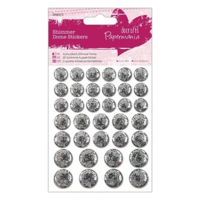Papermania - Shimmer Dome Stickers - Silver 36 pcs.