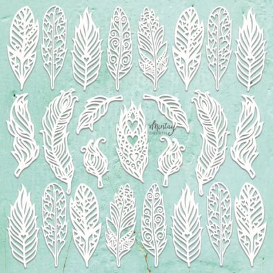 Mintay Papers - Chippies - Feathers 12x12 Chipboard