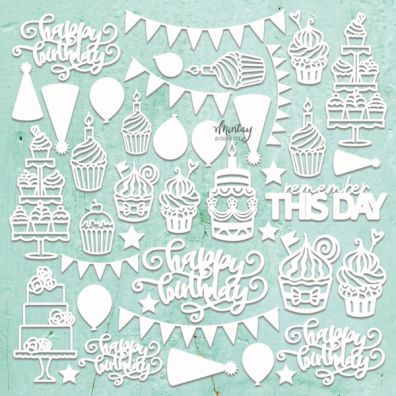 Mintay Papers - Chippies - Birthday 12x12 Chipboard