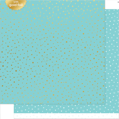 Let it Shine - Starry Skies - Twinkling Aqua 12x12 mønsterpapir fra Lawn Fawn