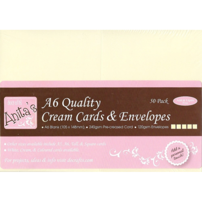 Kort & Kuverter A6 50 sæt - Cream
