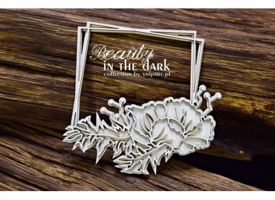 Add on Januar - EKSTRA Snipart Chipboard - Beauty in the Dark - Square Frame with Flowers - Layered