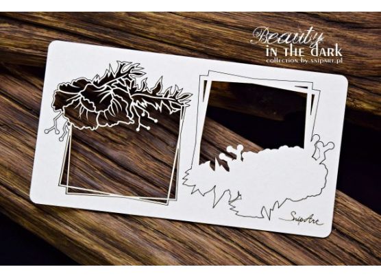 Add on Januar - EKSTRA Snipart Chipboard - Beauty in the Dark - Square Frame with Flowers - Layered