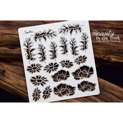 Snipart Chipboard - Beauty in the Dark - Openwork Flowers - Set