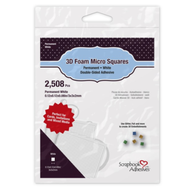 3D Foam Micro Squares - Double-Sided Adhesive - White