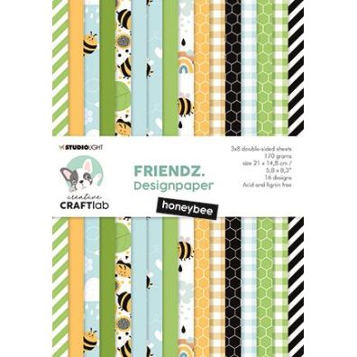 Studio Light - Creative Craftlab Friendz Designpaper - Honeybee 3x8 Paper Pad
