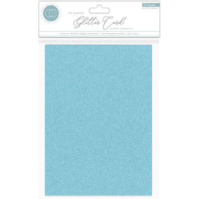 Add on Juli - EKSTRA Craft Consortium - The Essential Glitter Card - Sky Blue A4 10 stk.