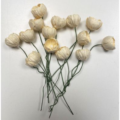 Cream Mulberry Paper Buttercups 25 mm - 14 blomster i posen