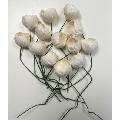 Ivory Mulberry Paper Buttercups 25 mm - 13 blomster i posen