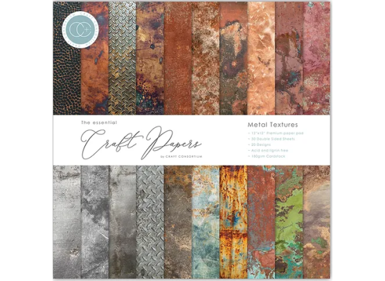 Craft Consortium - The Essential Craft Papers 12x12 - Metal Textures