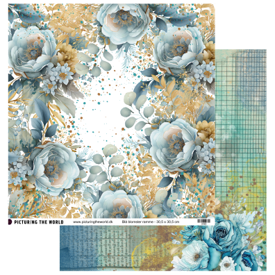 PTW Design Tyrkise kontraster - Blå Blomster Ramme 12x12 mønsterpapir