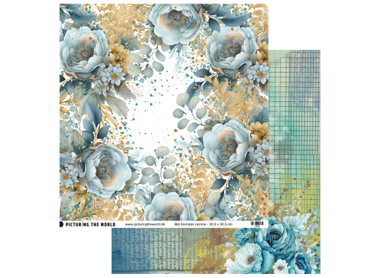 PTW Design Tyrkise kontraster - Blå Blomster Ramme 12x12 mønsterpapir