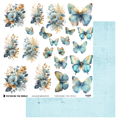 PTW Design Klippeark Tyrkise kontraster - Tyrkis Blomster