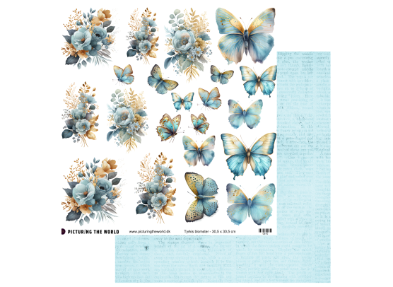 PTW Design Klippeark Tyrkise kontraster - Tyrkis Blomster