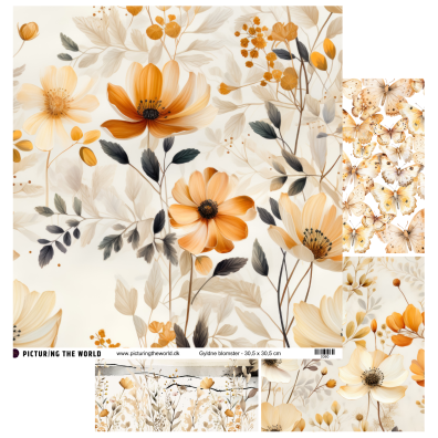 PTW Design Gyldne Forårstoner - Gyldne Blomster 12x12 mønsterpapir
