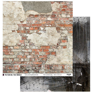 Add on Maj - EKSTRA PTW Design - Rå Murstensvæg 12x12 mønsterpapir- sælges kun til kitklubmedlemmer