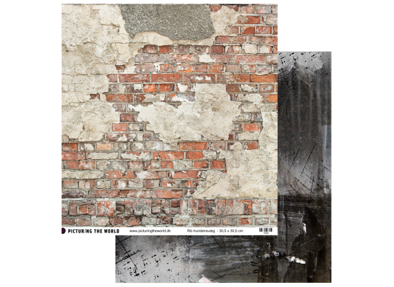 Add on Maj - EKSTRA PTW Design - Rå Murstensvæg 12x12 mønsterpapir- sælges kun til kitklubmedlemmer