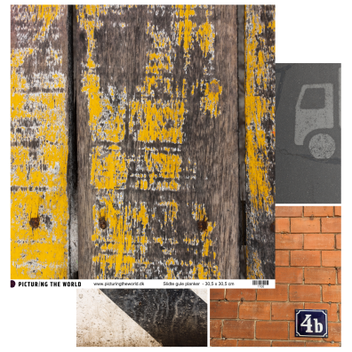 Add on Maj - EKSTRA PTW Design - Slidt Gule Planker 12x12 mønsterpapir- sælges kun til kitklubmedlemmer