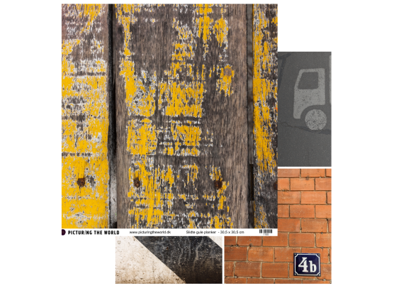 Add on Maj - EKSTRA PTW Design - Slidt Gule Planker 12x12 mønsterpapir- sælges kun til kitklubmedlemmer