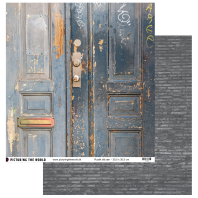 Add on Maj - EKSTRA PTW Design - Rustik Blå Dør 12x12 mønsterpapir- sælges kun til kitklubmedlemmer