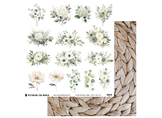 Add on Juni - EKSTRA PTW Design Klippeark - Hvide Blomster Udklip - sælges kun til kitklubmedlemmer