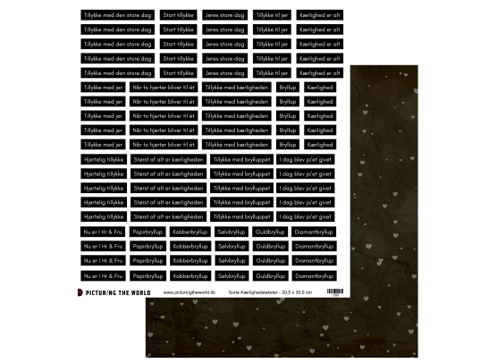 Add on Juni - PTW Design Klippeark - Sorte Kærlighedstekster - sælges kun til kitklubmedlemmer